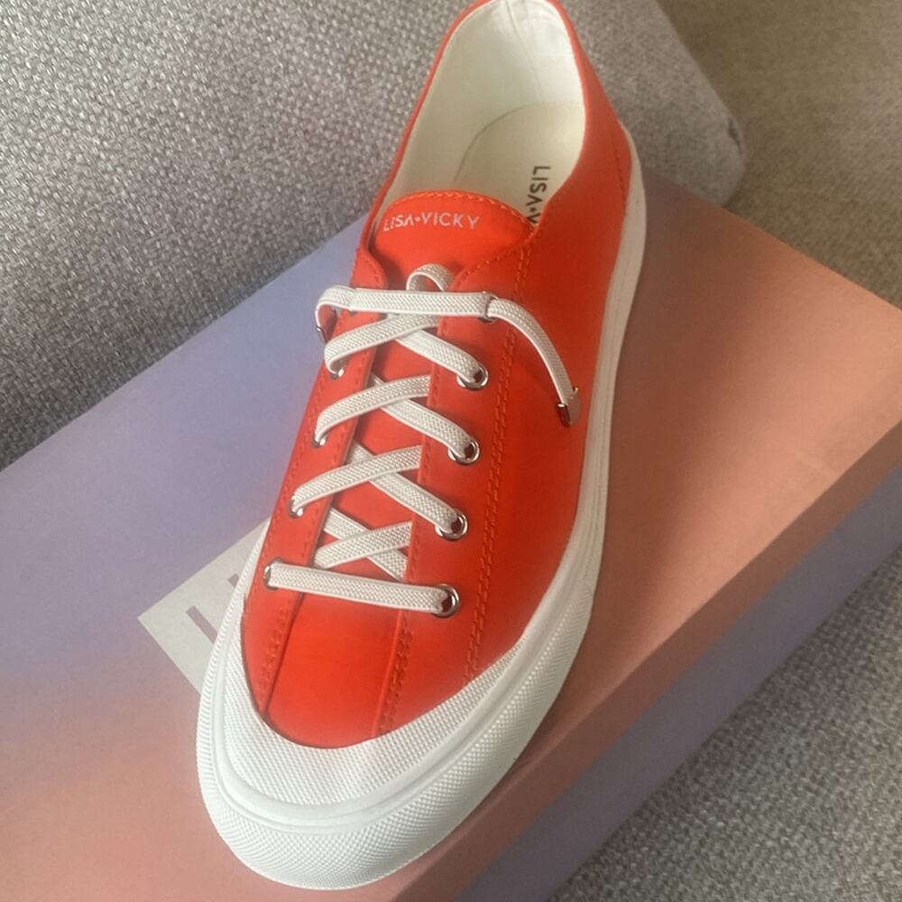 Lisa Vicky orange nylon Goodness Low Top Sneakers - Picture 7 of 11